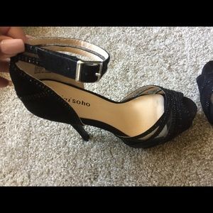 5 inch stilettos 👠 ankle strap black w/crystals